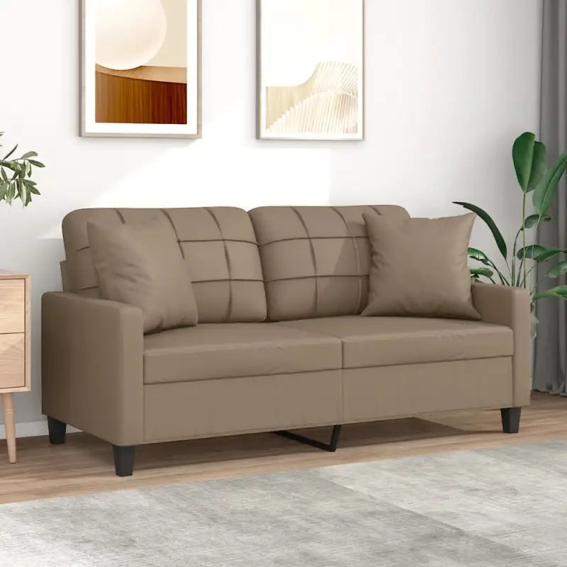 Moderne 2-zitsbank met duurzaam kunstleer en comfortabel materiaal vulling - Cappuccino / 140 cm - Banken