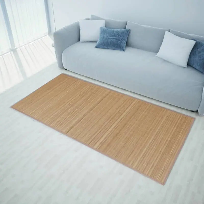 Moderne bamboe vloerkleed met anti-slip pvc-onderkant voor natuur in huis - Bruin / 120 x 180 cm - Vloerkleden