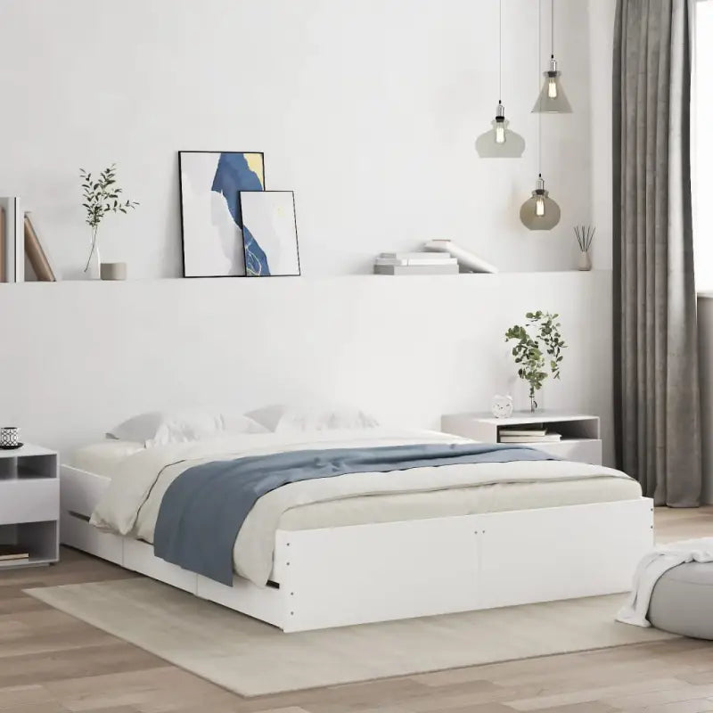Moderne bedframe met lades van bewerkt hout voor een stijlvolle slaapkamer - Wit / 140 x 200 cm - Bedden & bedframes
