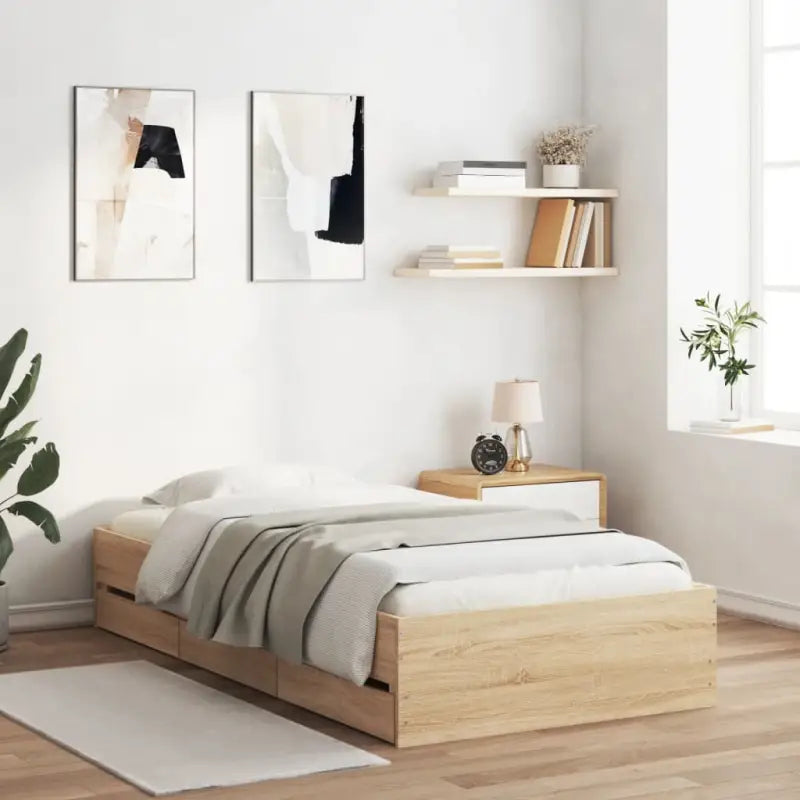 Moderne bedframe met lades van bewerkt hout voor een stijlvolle slaapkamer - Bedden & bedframes