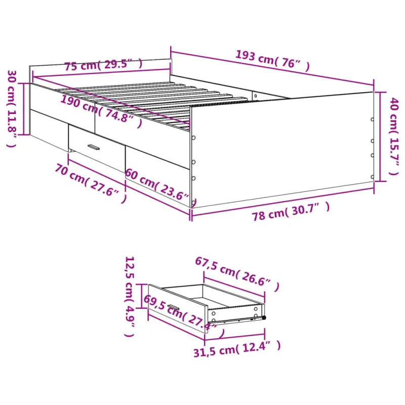 Moderne bedframe met lades van bewerkt hout voor een stijlvolle slaapkamer - Bedden & bedframes