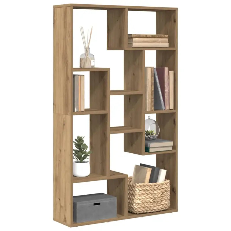 Moderne boekenkast van bewerkt hout met geometrisch design - artisanaal eikenkleurig / 1 / 72 cm - Boekenkasten