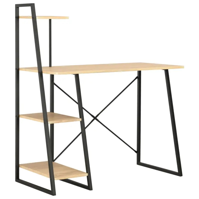 Moderne bureau en boekenkast voor thuis en op kantoor - Zwart en eiken - Bureaus