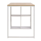 Moderne bureau met bewerkt hout en stalen poten voor kantoor of studeerkamer - Bureaus