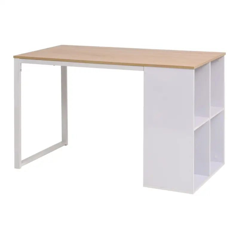Moderne bureau met bewerkt hout en stalen poten voor kantoor of studeerkamer - Eiken en wit - Bureaus