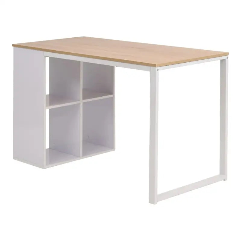 Moderne bureau met bewerkt hout en stalen poten voor kantoor of studeerkamer - Bureaus