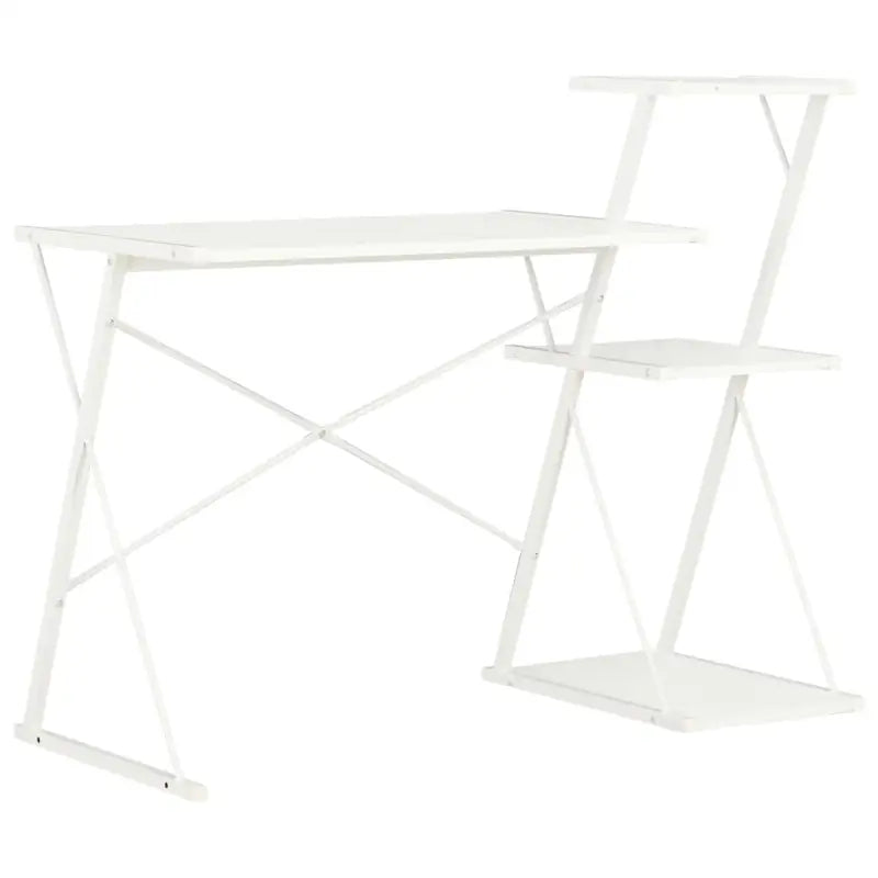 Moderne bureau met praktisch schap en stevige planken - Wit - Bureaus