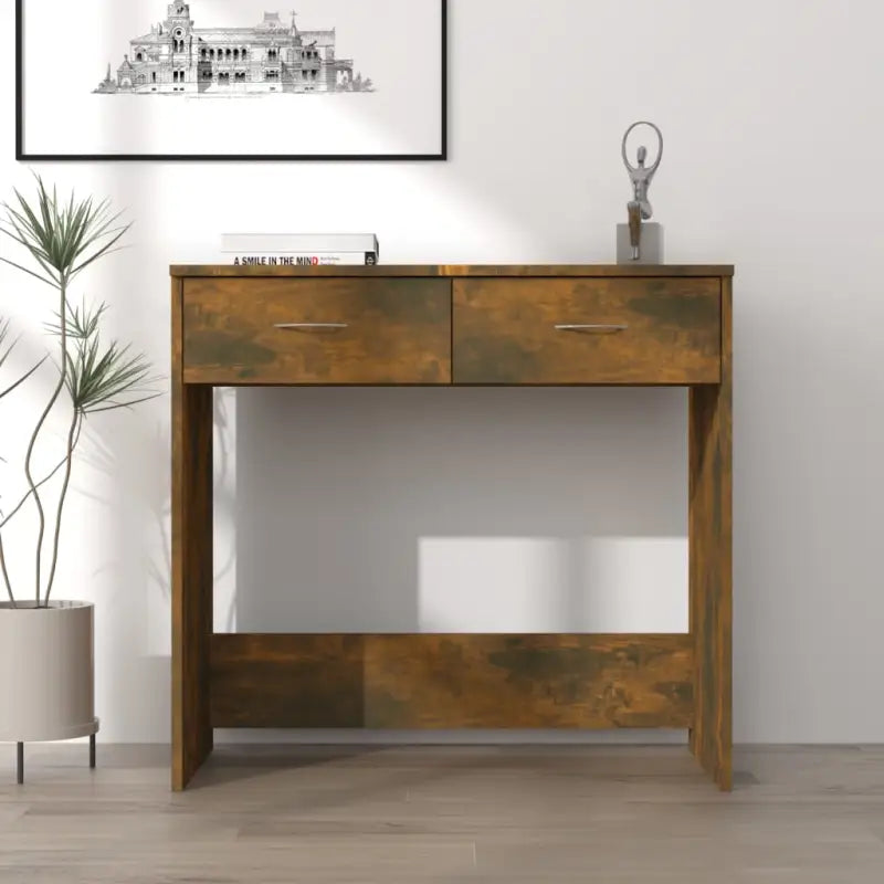 Moderne Bureau van bewerkt hout met eenvoudig schoon te maken oppervlak - Gerookt eiken - Bureaus