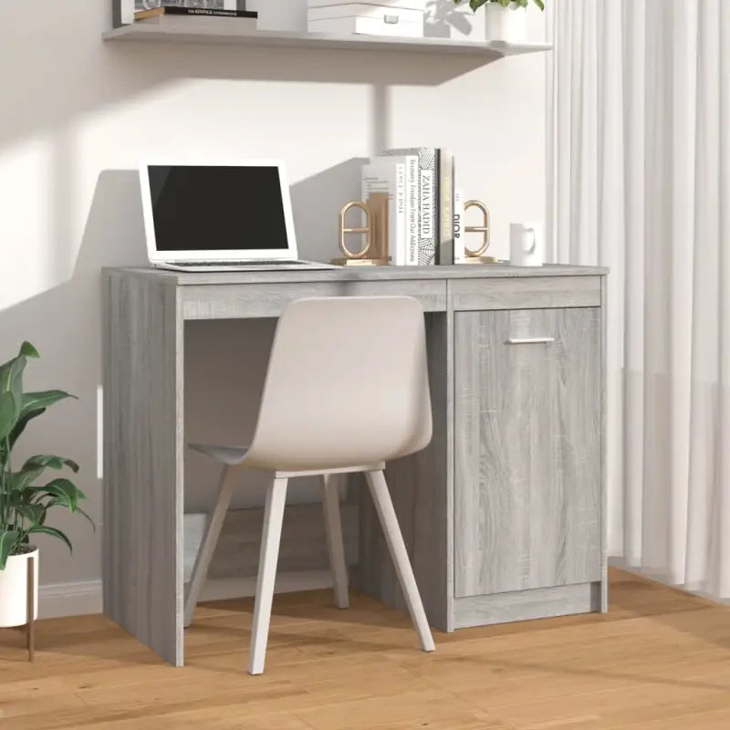 Moderne bureau van bewerkt hout voor een strakke studie- of werkplek - Grijs sonoma - Bureaus