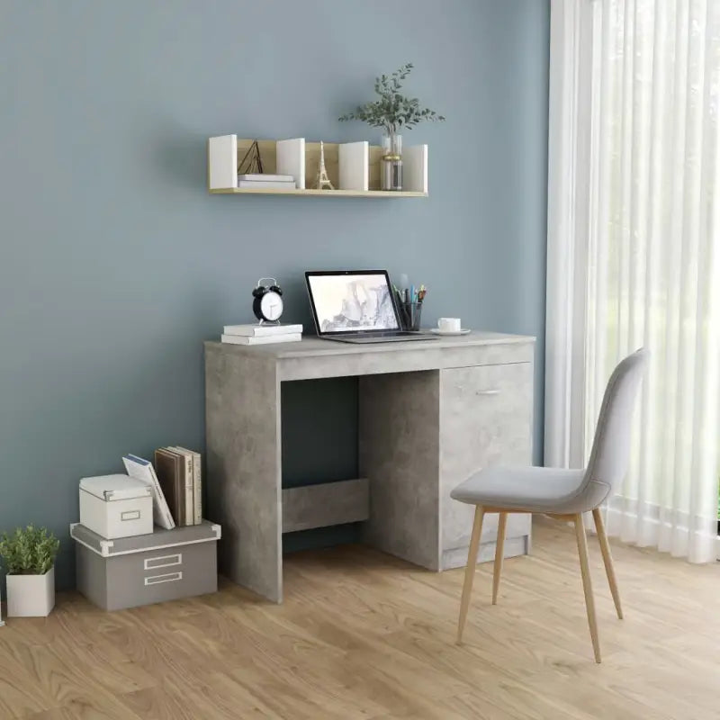 Moderne bureau van bewerkt hout voor een strakke studie- of werkplek - Betongrijs - Bureaus