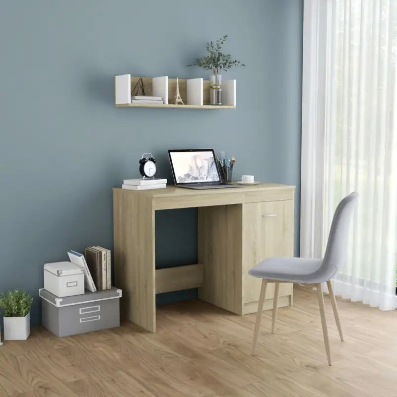 Moderne bureau van bewerkt hout voor een strakke studie- of werkplek - Sonoma eiken - Bureaus