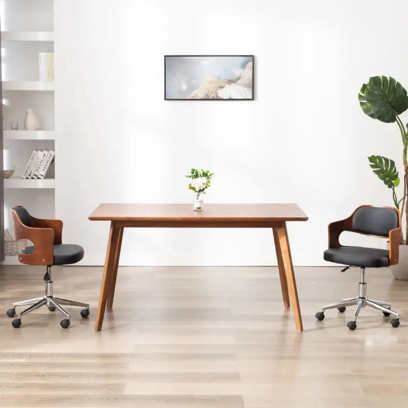Moderne bureaustoel met gebogen hout en kunstlederen zitting - Bureaustoelen