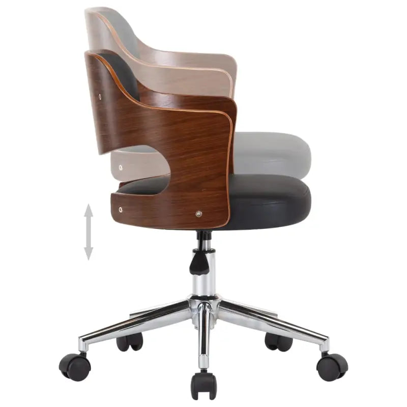 Moderne bureaustoel met gebogen hout en kunstlederen zitting - Bureaustoelen