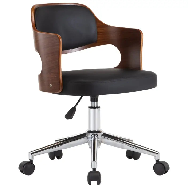 Moderne bureaustoel met gebogen hout en kunstlederen zitting - Bureaustoelen