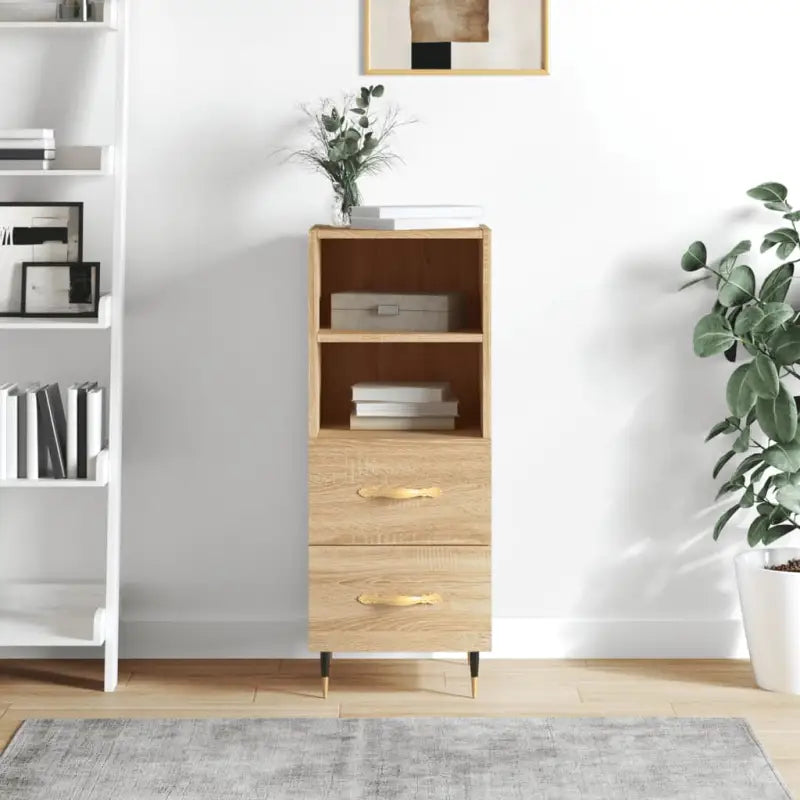 Moderne dressoir met bewerkt hout en metalen poten voor een tijdloze uitstraling - Sonoma eiken / 1 - Dressoirs &