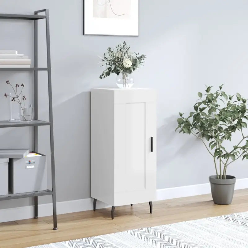 Moderne dressoir met bewerkt hout en metalen poten voor een tijdloze look - Hoogglans wit / 1 - Dressoirs & buffetkasten