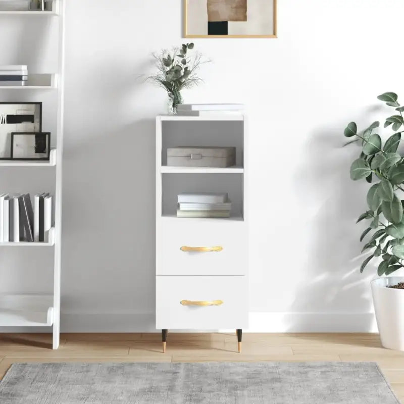 Moderne dressoir met bewerkt hout en metalen poten voor een tijdloze uitstraling - Hoogglans wit / 1 - Dressoirs &