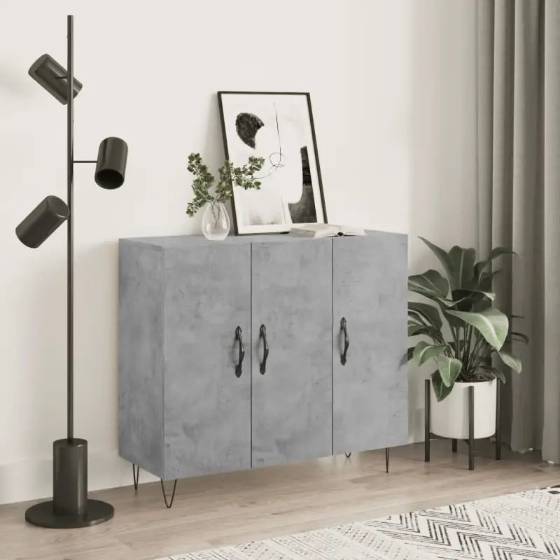 Moderne dressoir met bewerkt hout en metalen poten voor een tijdloze uitstraling - Betongrijs / 1 - Dressoirs &