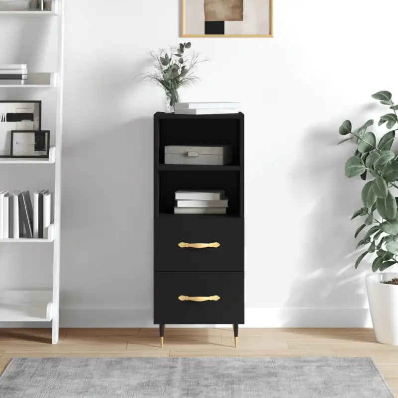 Moderne dressoir met bewerkt hout en metalen poten voor een tijdloze uitstraling - Zwart / 1 - Dressoirs & buffetkasten