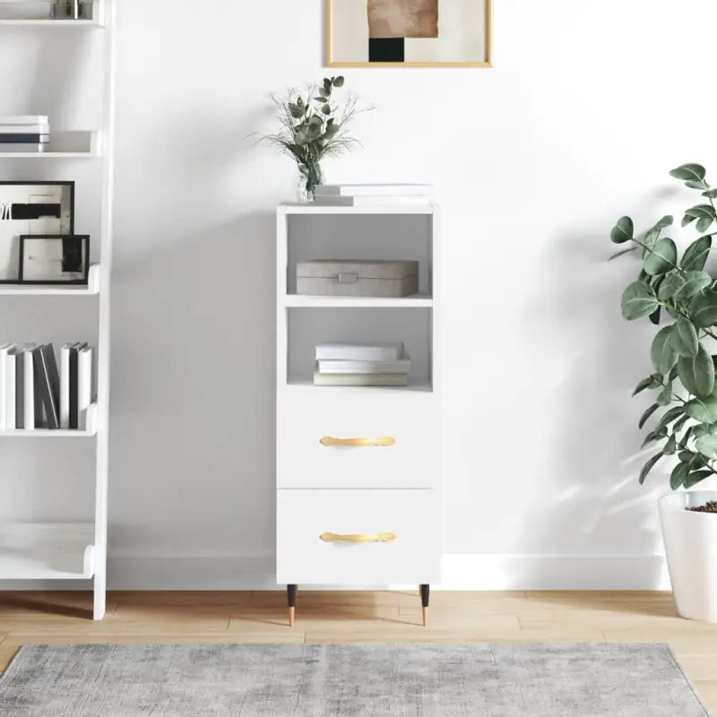 Moderne dressoir met bewerkt hout en metalen poten voor een tijdloze uitstraling - Wit / 1 - Dressoirs & buffetkasten
