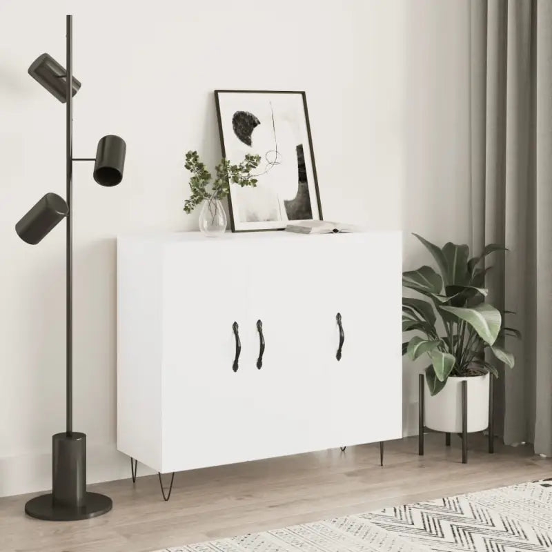 Moderne dressoir met bewerkt hout en metalen poten voor een tijdloze uitstraling - Wit / 1 - Dressoirs & buffetkasten