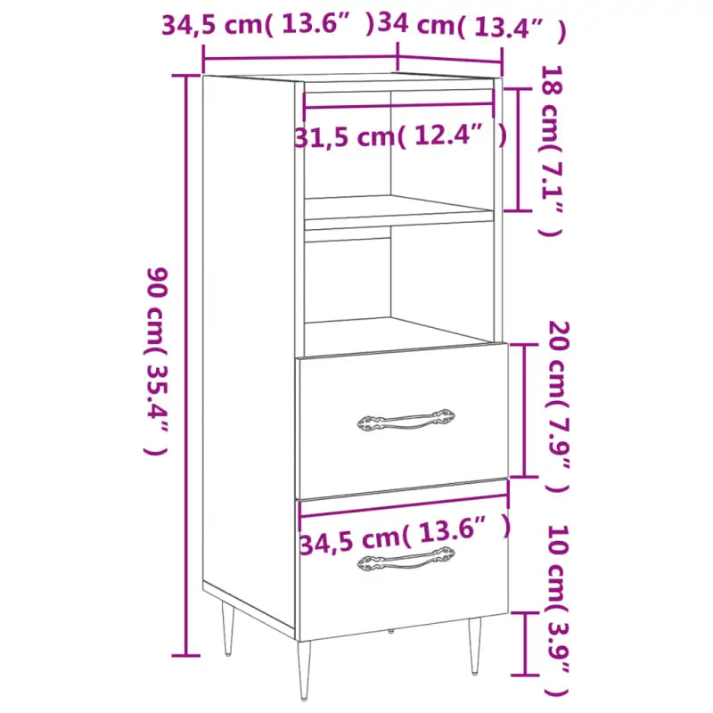 Moderne dressoir met bewerkt hout en metalen poten voor een tijdloze uitstraling - Dressoirs & buffetkasten