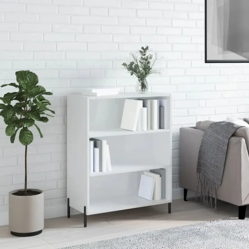 Moderne dressoir met grijs Sonoma eikenafwerking en metalen poten - Hoogglans wit / 1 - Dressoirs & buffetkasten