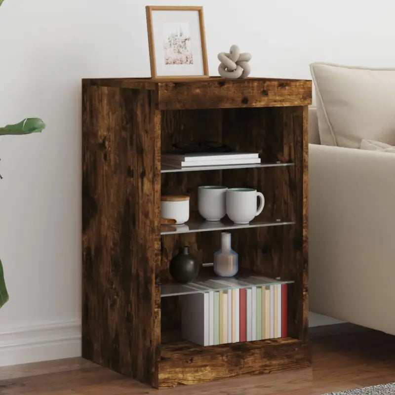 Moderne dressoir met LED-verlichting en duurzaam bewerkt hout - Gerookt eiken / 1 - Dressoirs & buffetkasten