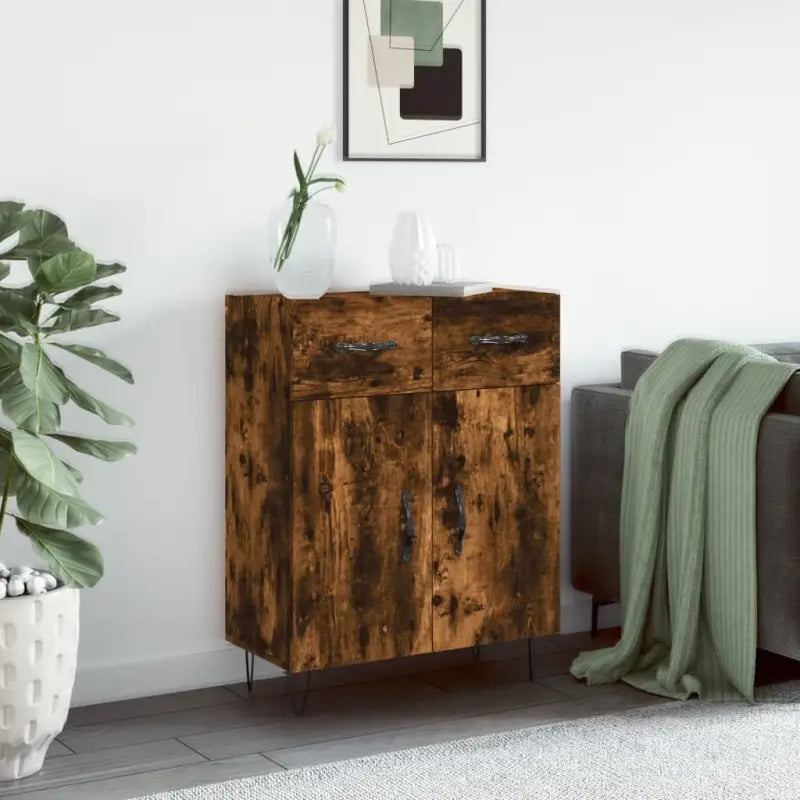 Moderne dressoir met metalen poten en bewerkt hout voor een tijdloze uitstraling - Gerookt eiken / 1 - Dressoirs &