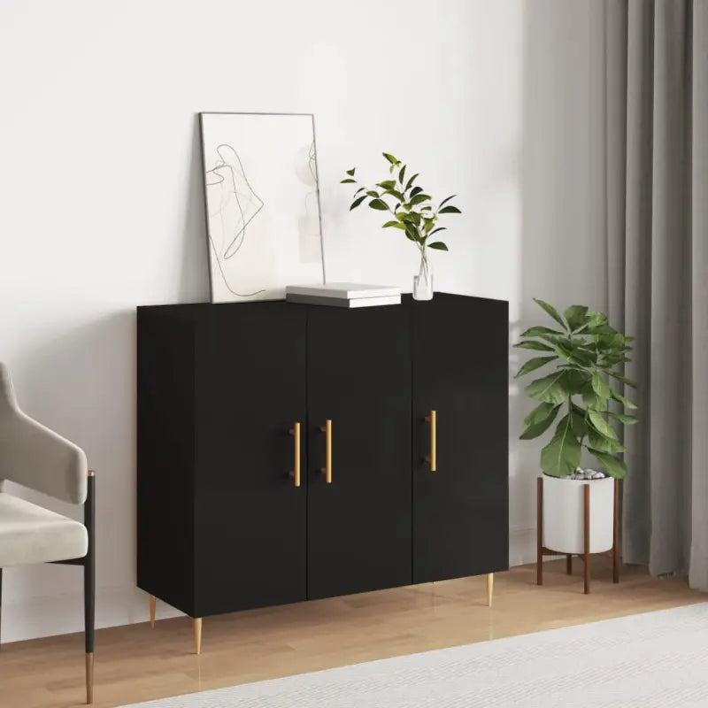 Moderne dressoir met metalen poten en bewerkt hout voor een tijdloze uitstraling - Zwart / 1 - Dressoirs & buffetkasten