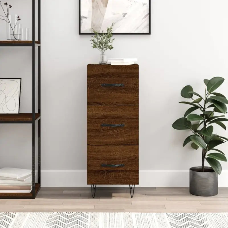Moderne dressoir met metalen poten en bewerkt hout voor een tijdloze uitstraling - Bruineiken / 1 - Dressoirs &