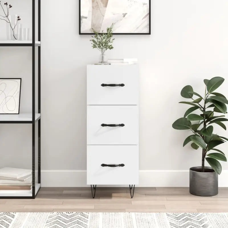 Moderne dressoir met metalen poten en bewerkt hout voor een tijdloze uitstraling - Hoogglans wit / 1 - Dressoirs &