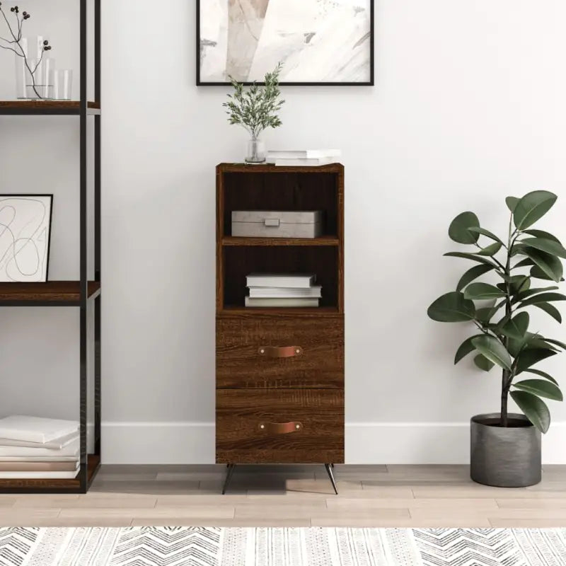 Moderne dressoir met metalen poten en bewerkt hout voor een tijdloze uitstraling - Bruineiken / 1 - Dressoirs &