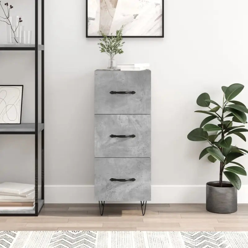 Moderne dressoir met metalen poten en bewerkt hout voor een tijdloze uitstraling - Betongrijs / 1 - Dressoirs &