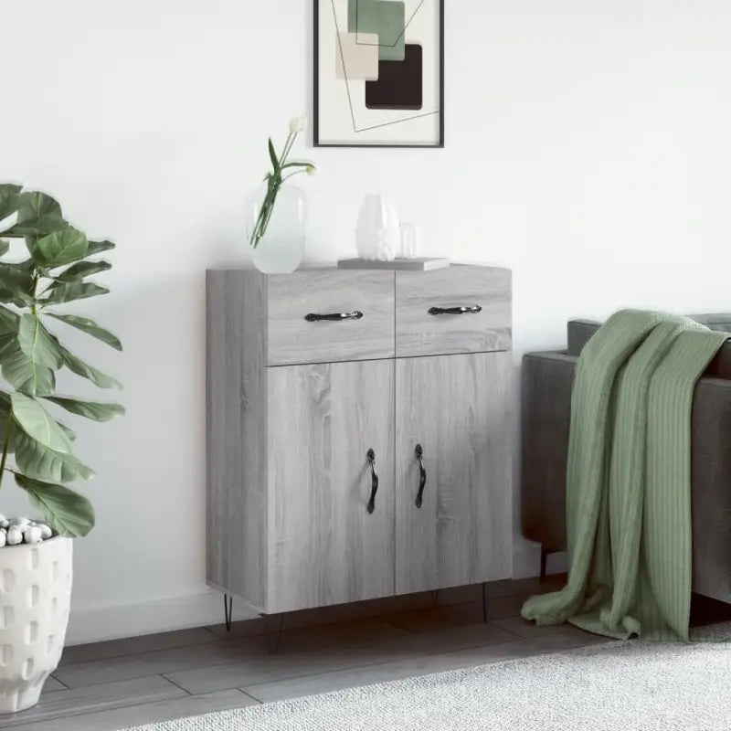 Moderne dressoir met metalen poten en bewerkt hout voor een tijdloze uitstraling - Grijs sonoma / 1 - Dressoirs &