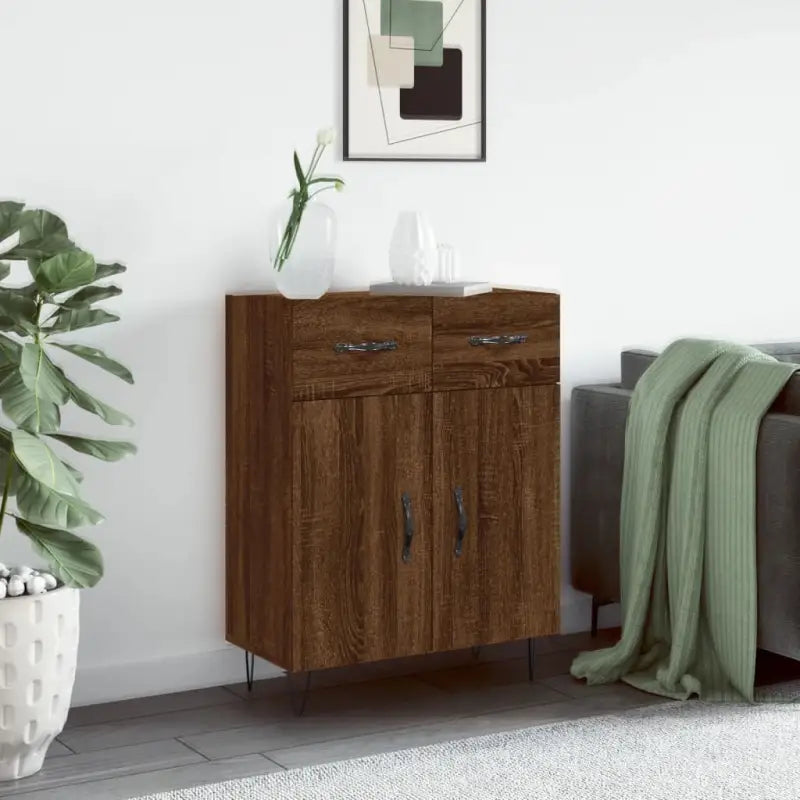 Moderne dressoir met metalen poten en bewerkt hout voor een tijdloze uitstraling - Bruineiken / 1 - Dressoirs &