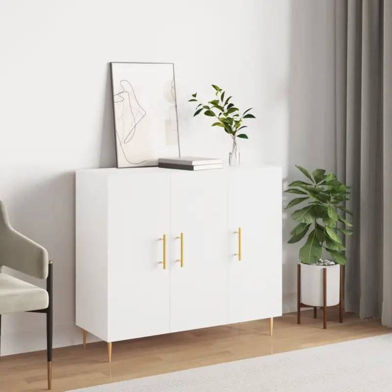 Moderne dressoir met metalen poten en bewerkt hout voor een tijdloze uitstraling - Wit / 1 - Dressoirs & buffetkasten