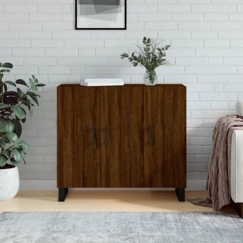 Moderne dressoir met metalen poten van bewerkt hout voor een tijdloze uitstraling - Bruineiken / 1 - Dressoirs &