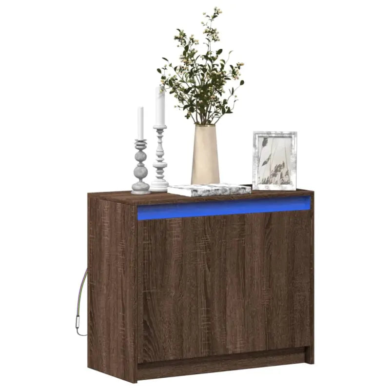 Moderne dressoir met RGB LED-verlichting en bewerkt hout - bruin eikenkleur / 1 - Dressoirs & buffetkasten