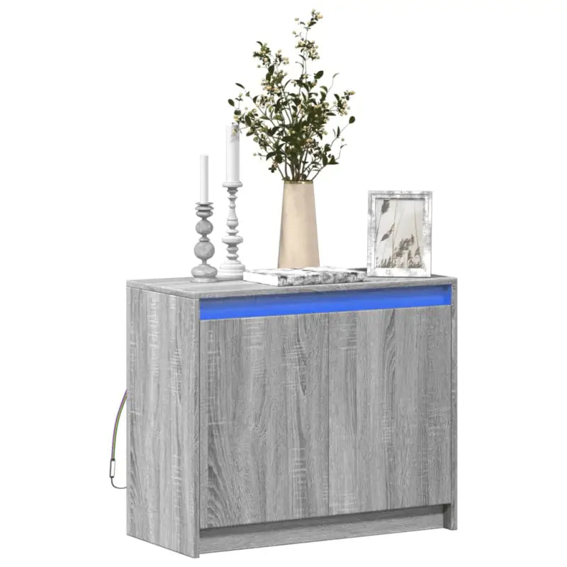 Moderne dressoir met RGB LED-verlichting en bewerkt hout - Grijs sonoma / 1 - Dressoirs & buffetkasten