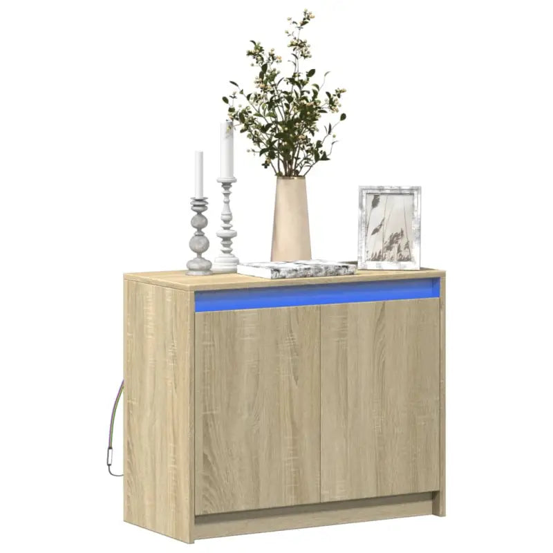 Moderne dressoir met RGB LED-verlichting en bewerkt hout - Sonoma eiken / 1 - Dressoirs & buffetkasten