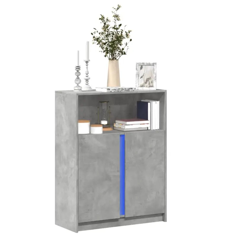 Moderne Dressoir met RGB LED-verlichting en bewerkt hout voor elke stijl - Betongrijs / 1 / 77 cm - Dressoirs &