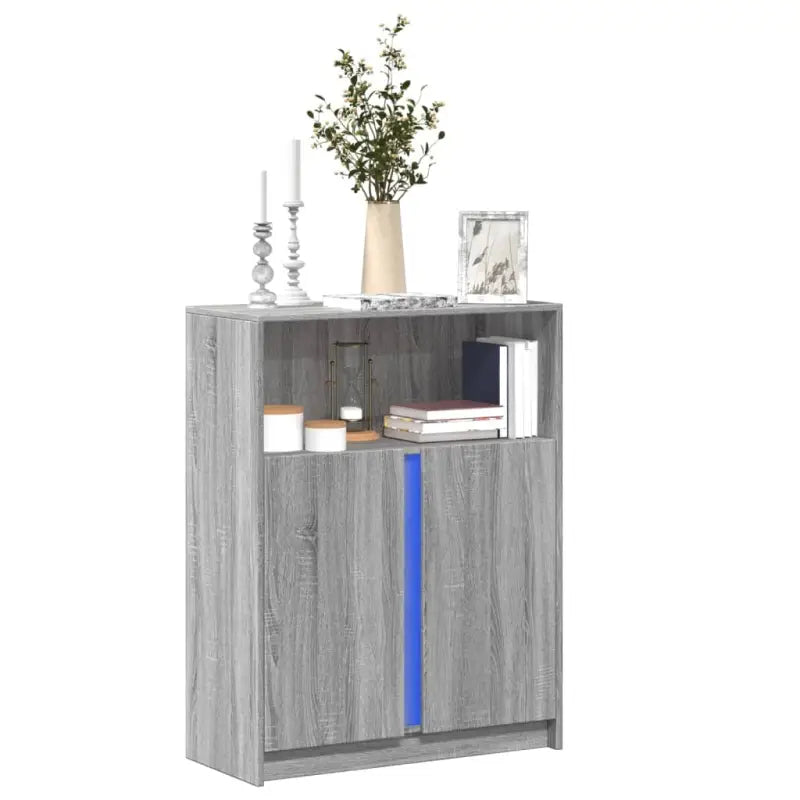 Moderne Dressoir met RGB LED-verlichting en bewerkt hout voor elke stijl - Grijs sonoma / 1 / 77 cm - Dressoirs &