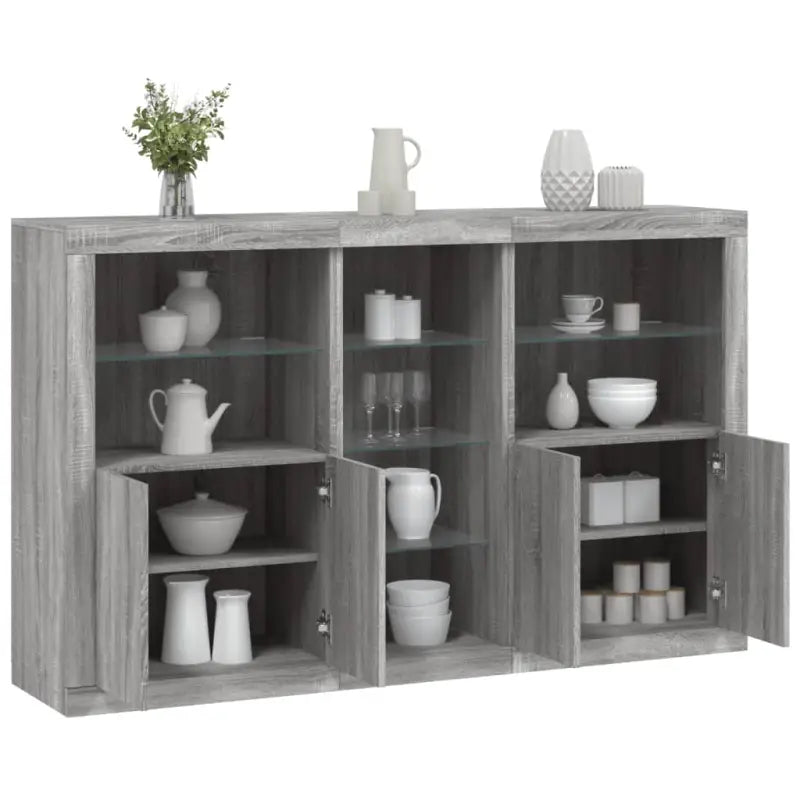 Moderne dressoir met rgb led-verlichting en duurzaam bewerkt hout - Grijs sonoma / 1 - Dressoirs & buffetkasten