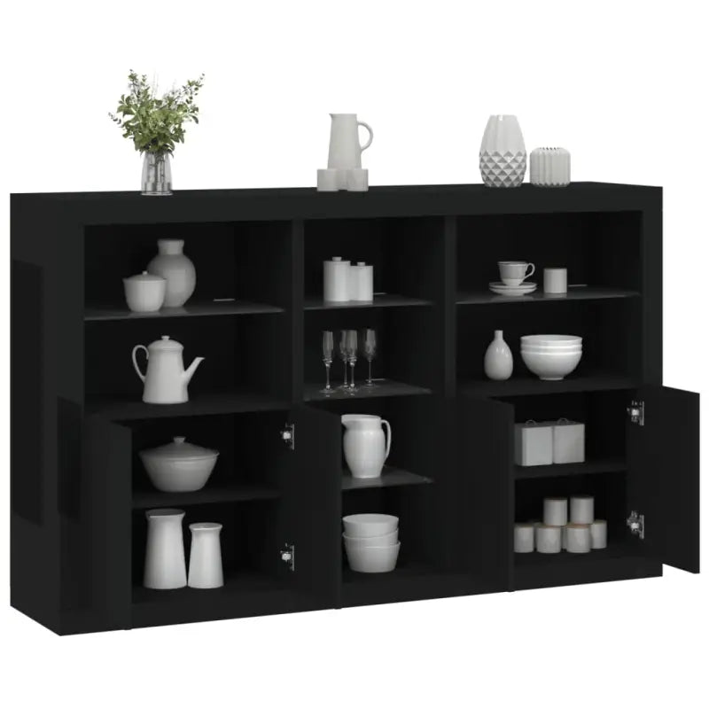 Moderne dressoir met rgb led-verlichting en duurzaam bewerkt hout - Zwart / 1 - Dressoirs & buffetkasten