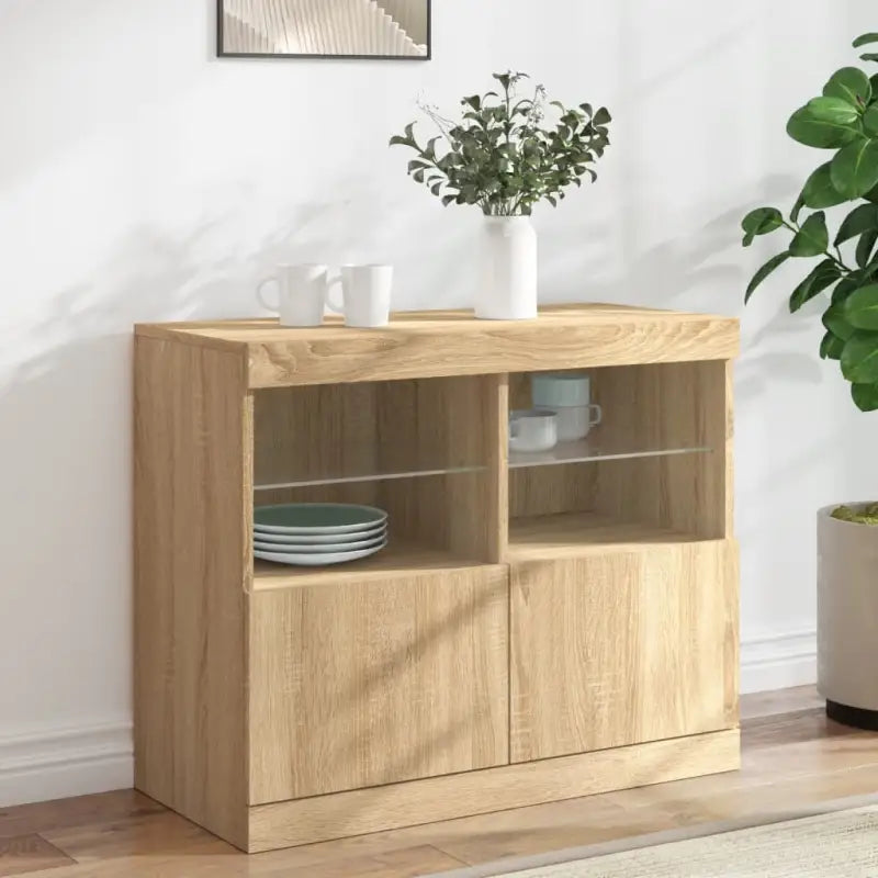 Moderne dressoir met rgb led-verlichting en duurzaam bewerkt hout - Sonoma eiken / 1 - Dressoirs & buffetkasten