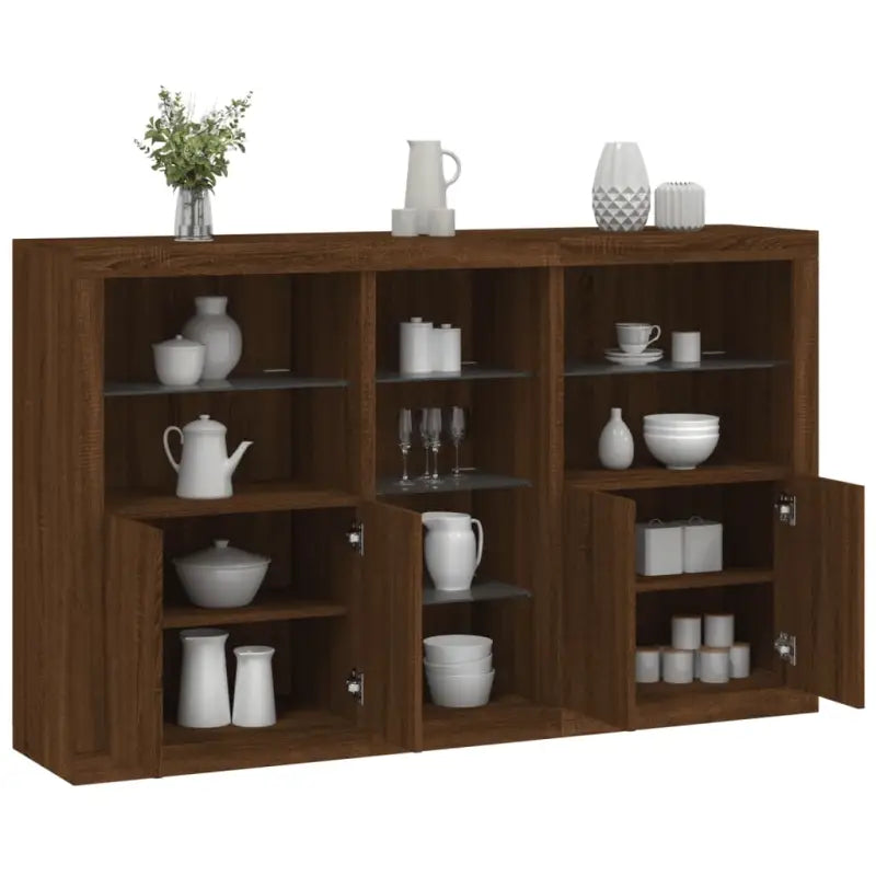 Moderne dressoir met rgb led-verlichting en duurzaam bewerkt hout - bruin eikenkleur / 1 - Dressoirs & buffetkasten
