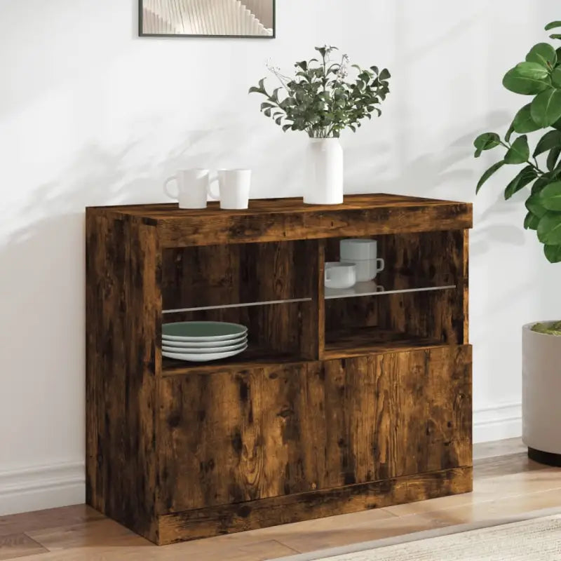 Moderne dressoir met rgb led-verlichting en duurzaam bewerkt hout - Gerookt eiken / 1 - Dressoirs & buffetkasten