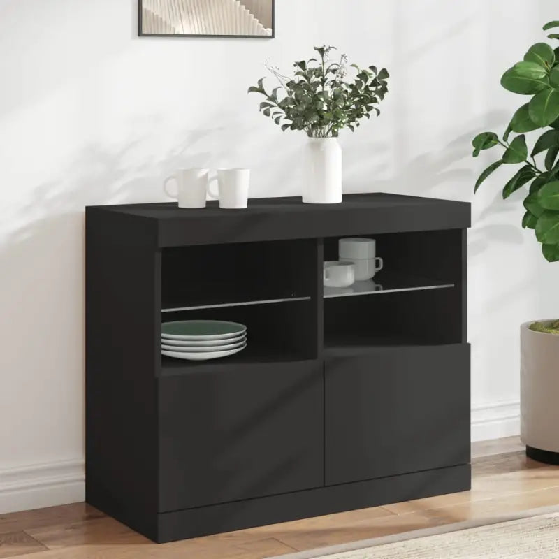 Moderne dressoir met rgb led-verlichting en duurzaam bewerkt hout - Zwart / 1 - Dressoirs & buffetkasten