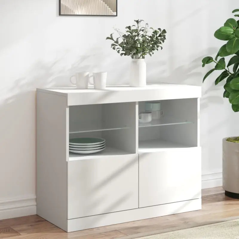 Moderne dressoir met rgb led-verlichting en duurzaam bewerkt hout - Wit / 1 - Dressoirs & buffetkasten